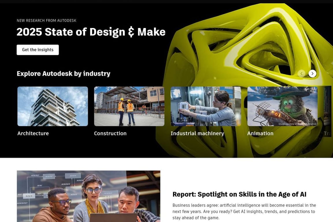 Autodesk homepage