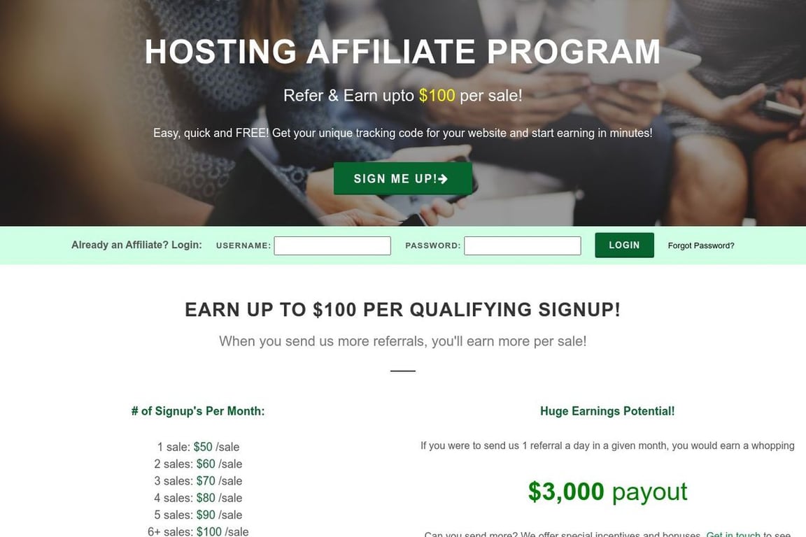 GreenGeeks affiliate program signup page