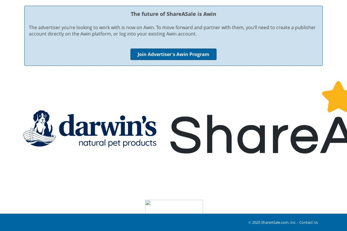 Darwin’s Natural Pet Products affiliate program signup page