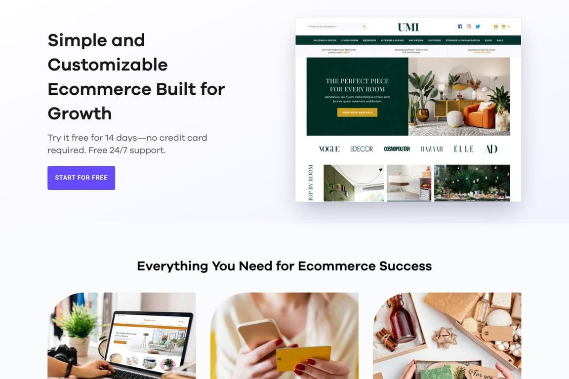 Volusion homepage