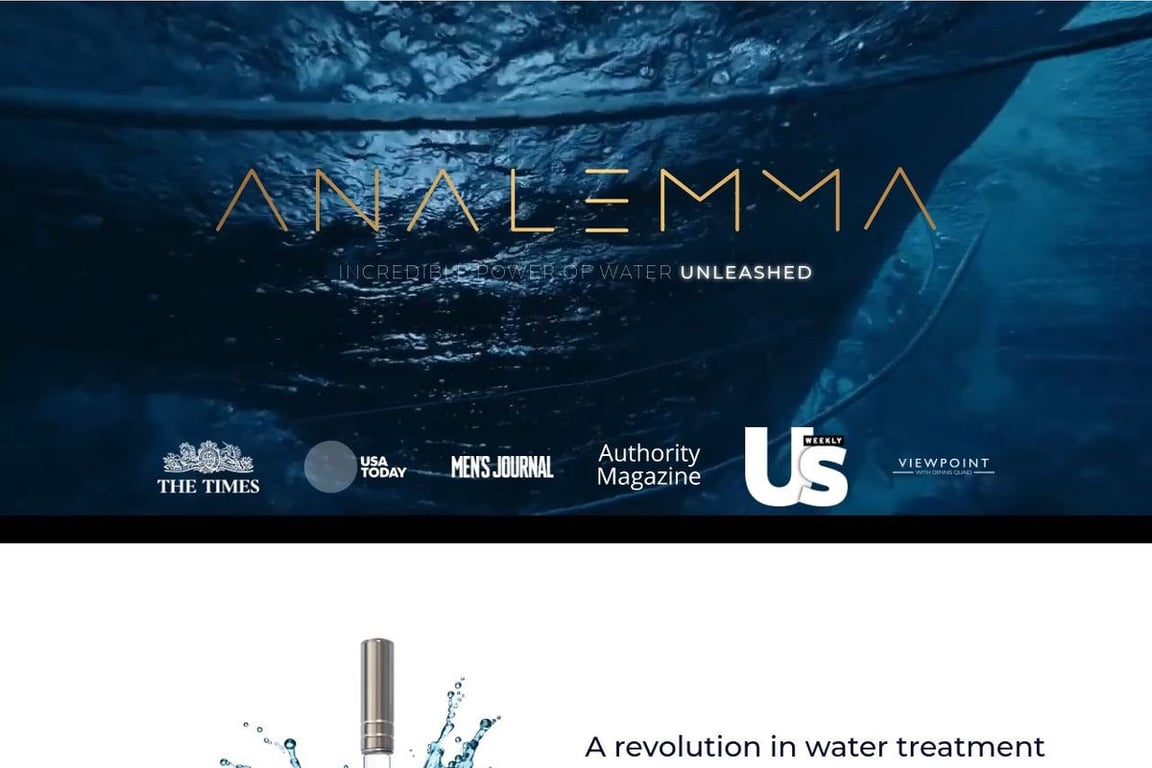 Analemma Water COM homepage