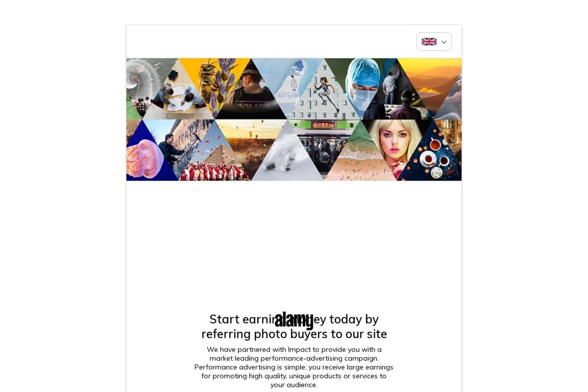 Alamy AU affiliate program signup page