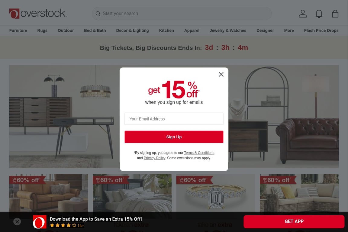 Overstock homepage