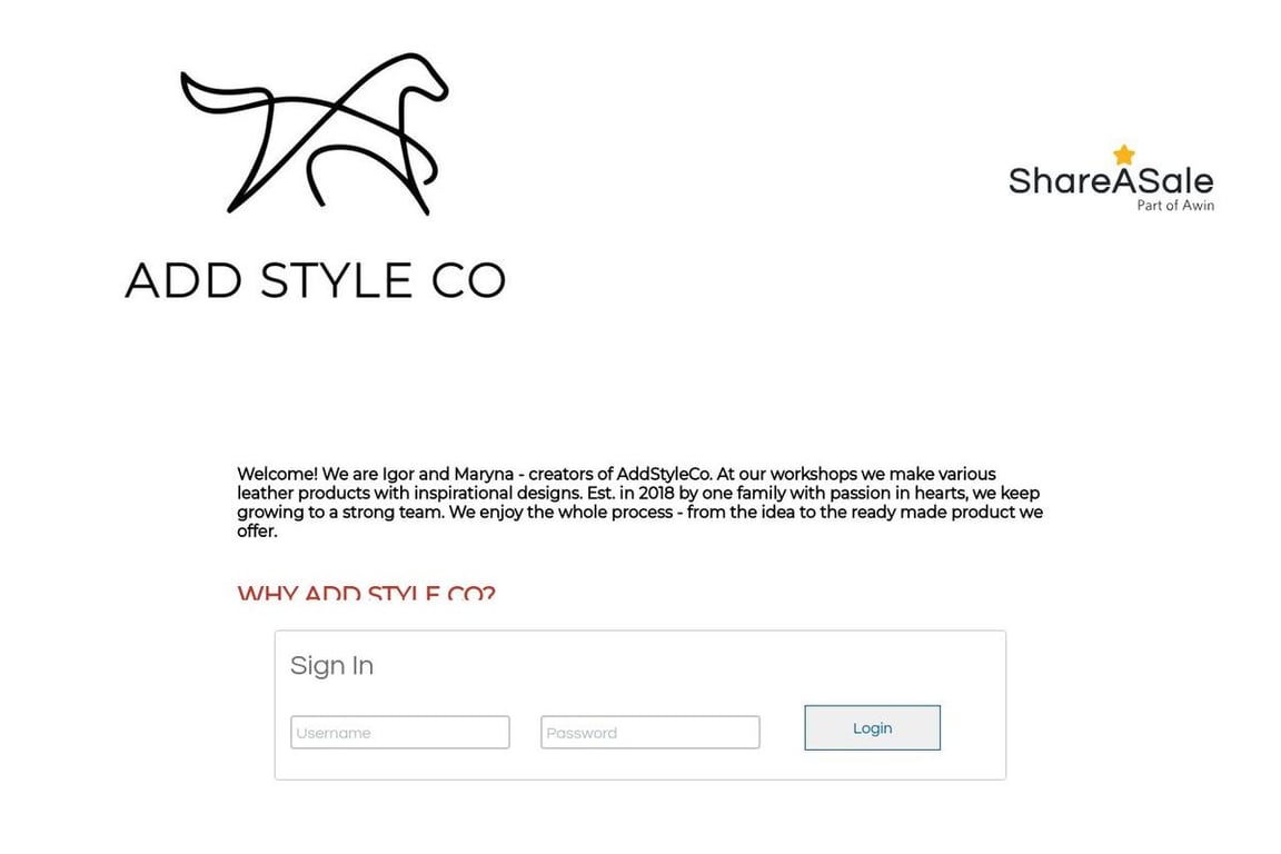 Addstyleco affiliate program signup page