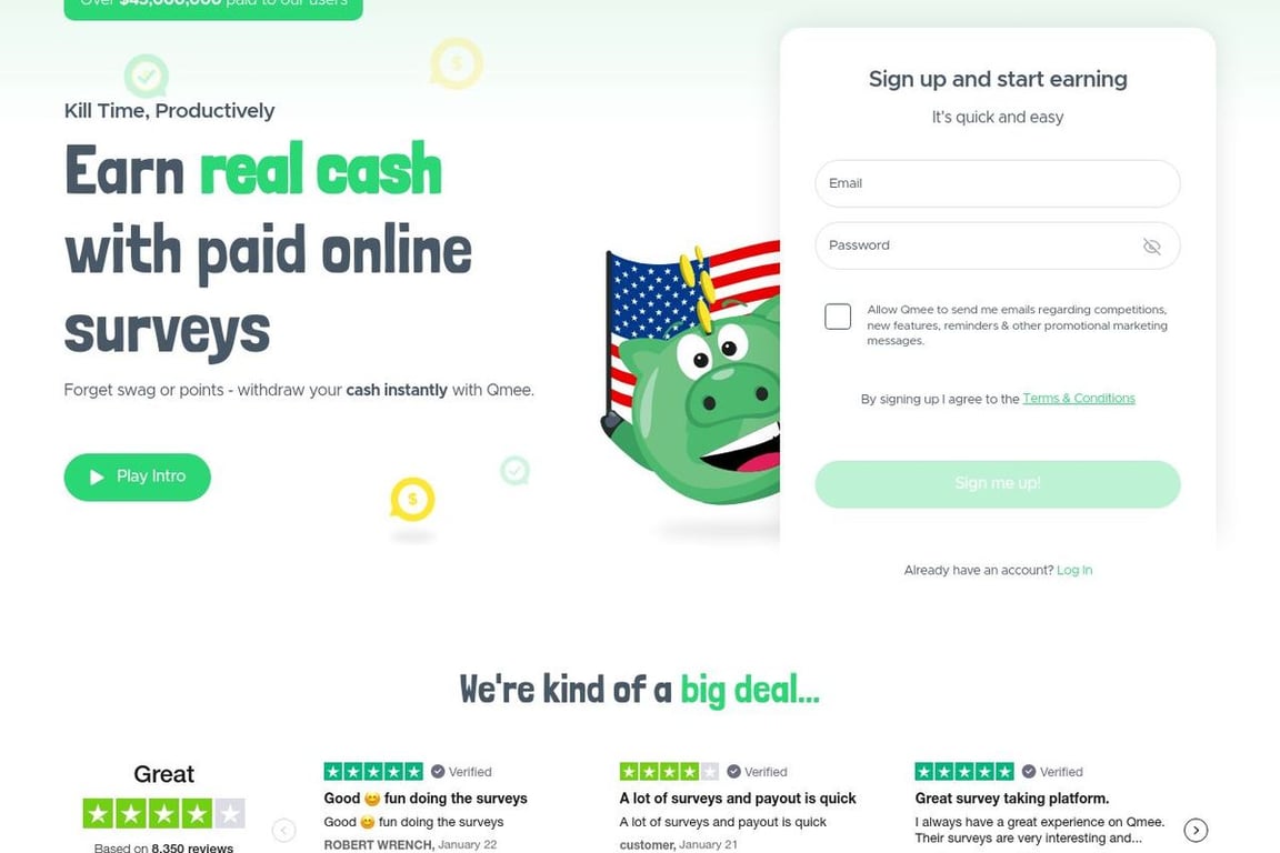 Qmee homepage