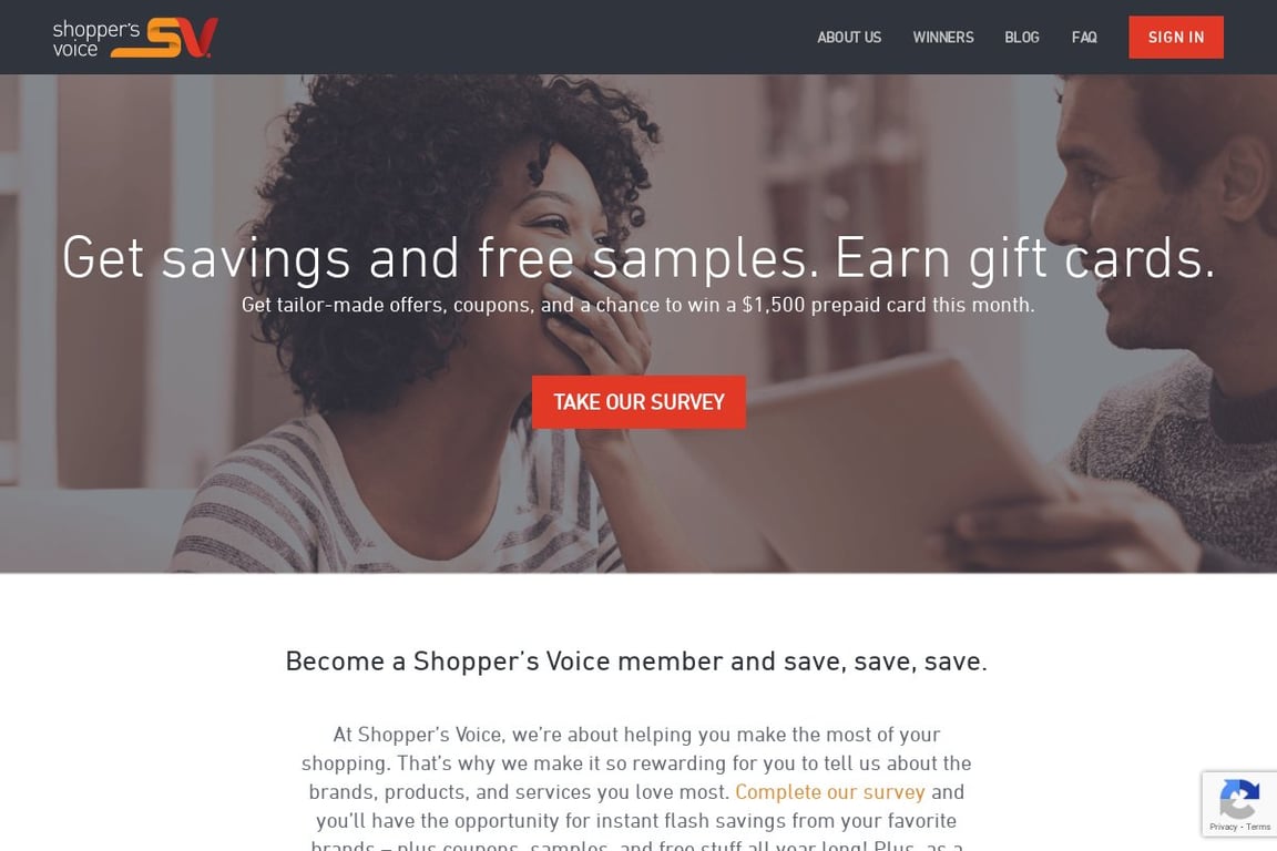 Shopper’s Voice homepage