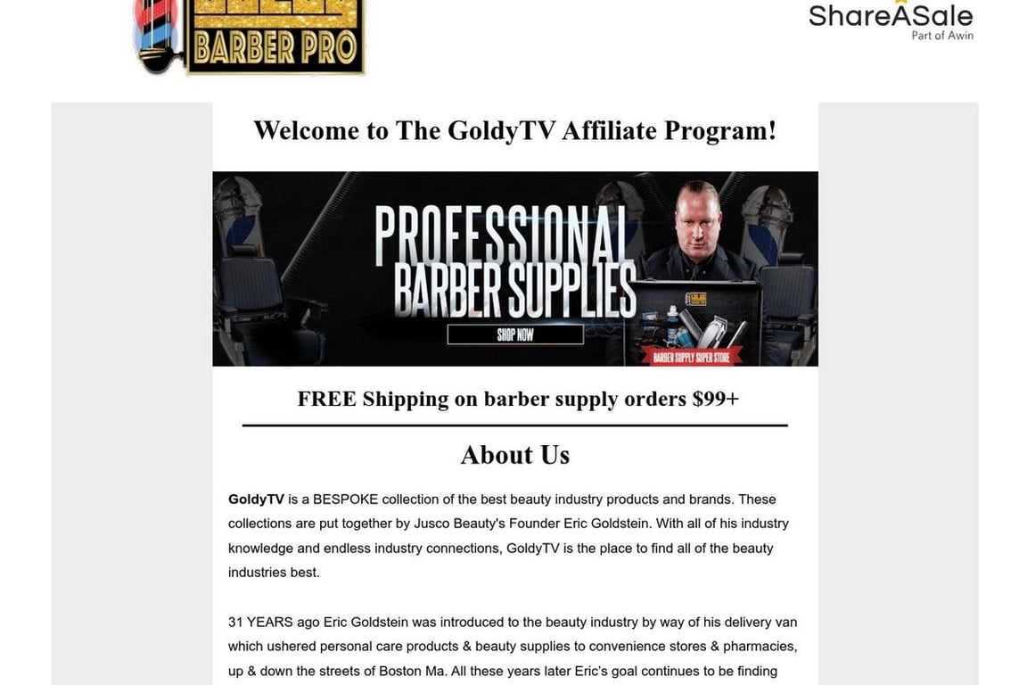 Goldy TV affiliate program signup page