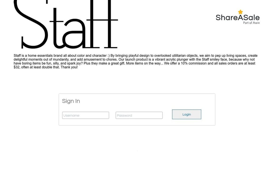 Staff affiliate program signup page