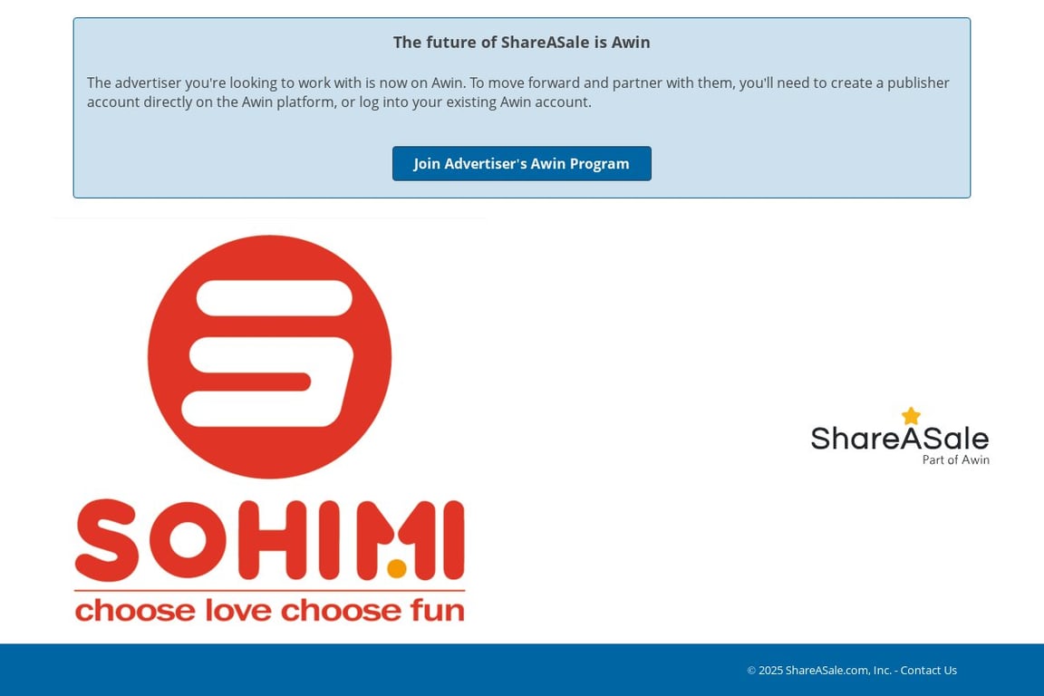 Sohimi affiliate program signup page