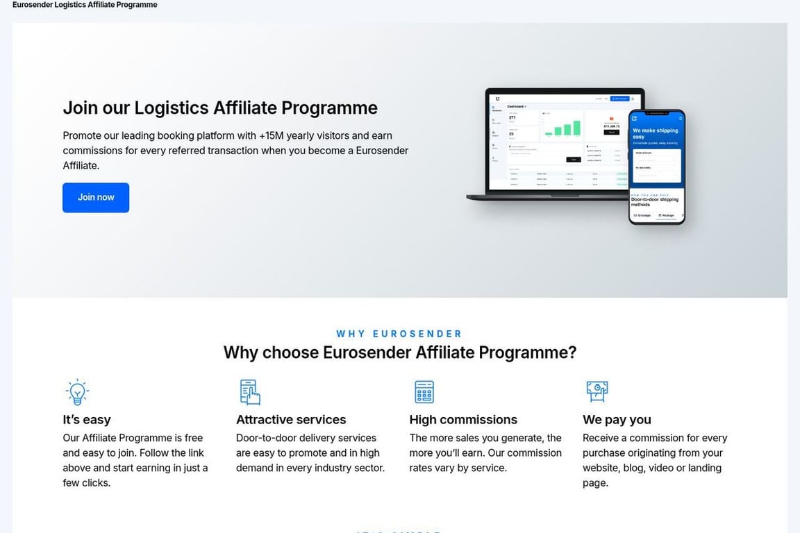 Eurosender affiliate program signup page