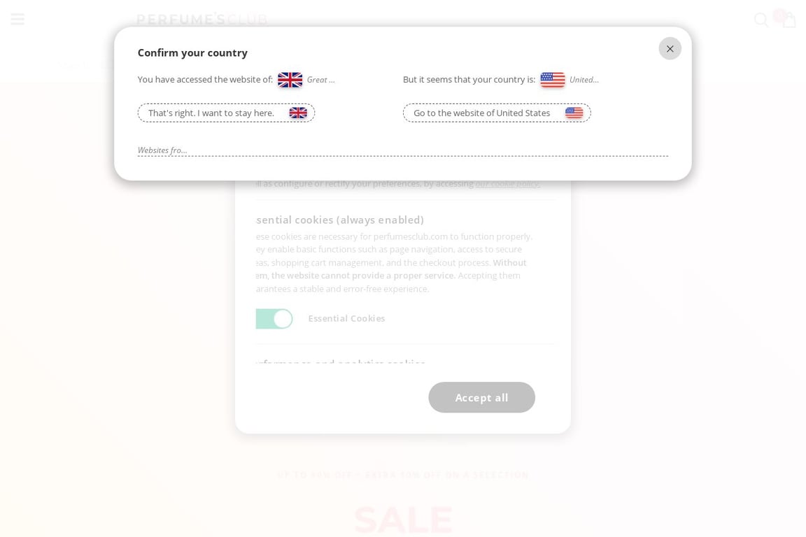 Perfumes club UK homepage