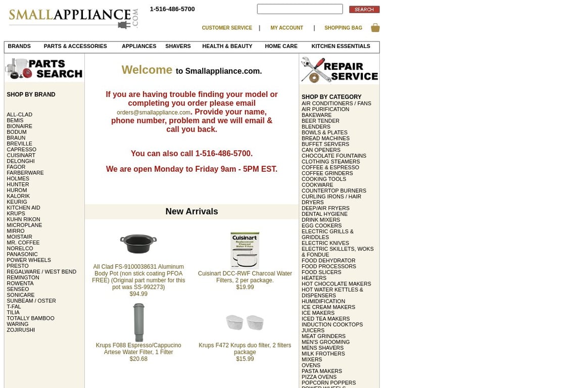 SmallAppliance.com homepage