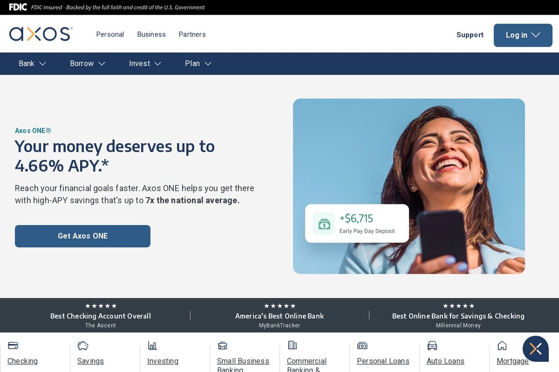 Axos Bank homepage