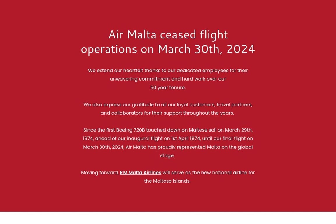 Air Malta homepage
