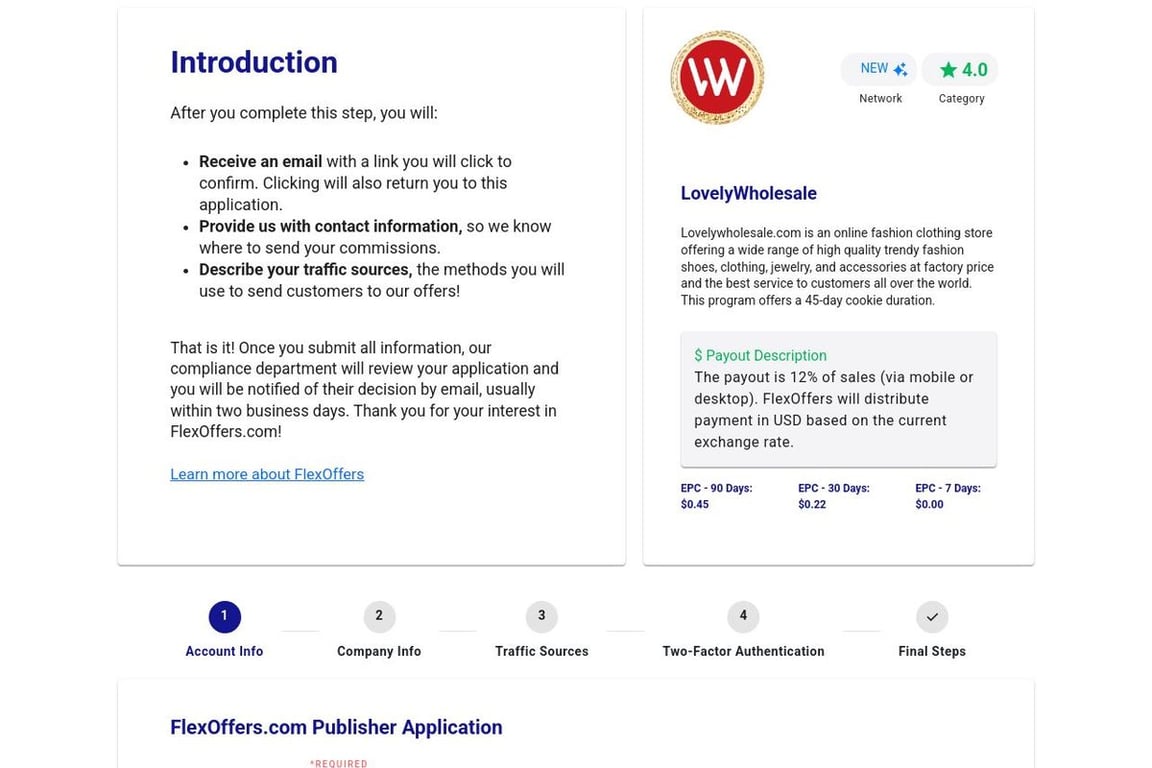 LovelyWholesale affiliate program signup page