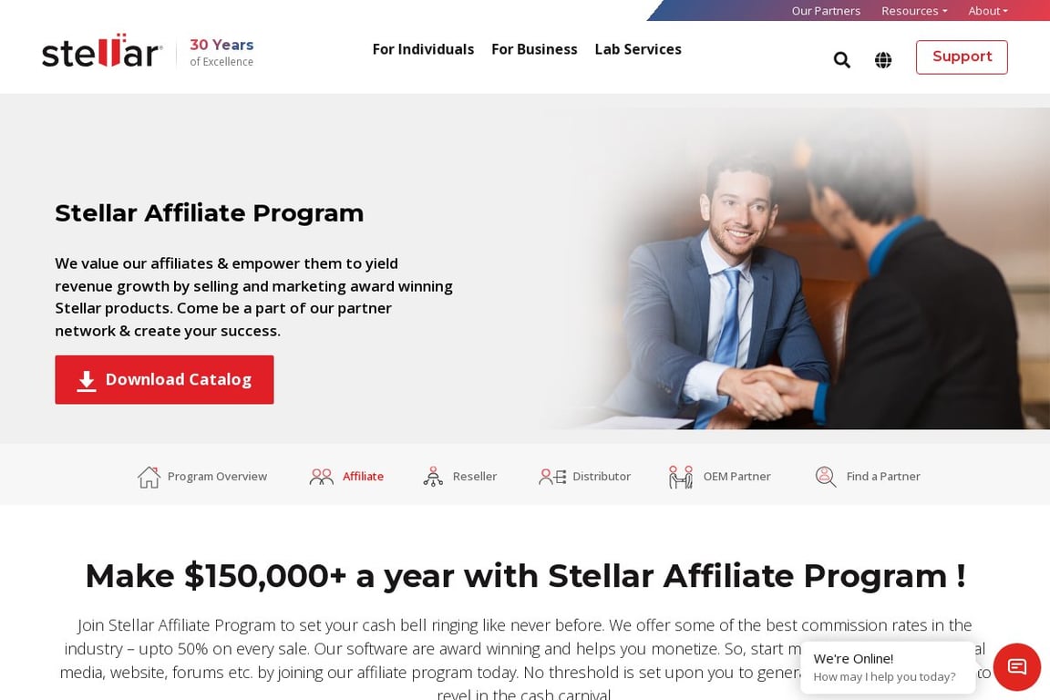 Stellar affiliate program signup page