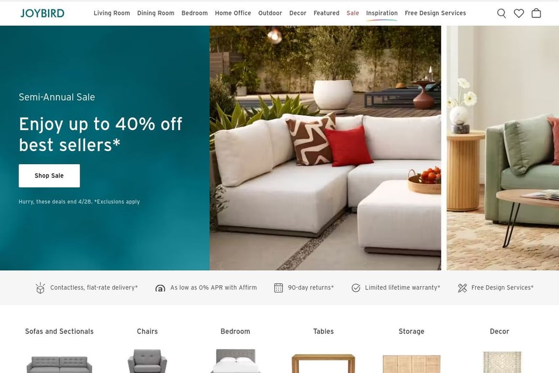 Joybird homepage
