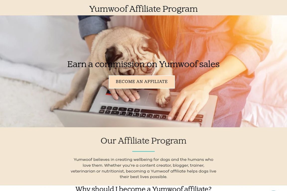 Yumwoof affiliate program signup page