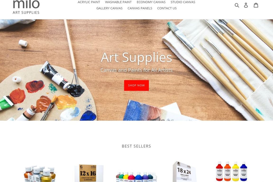 Milo Art Supplies homepage