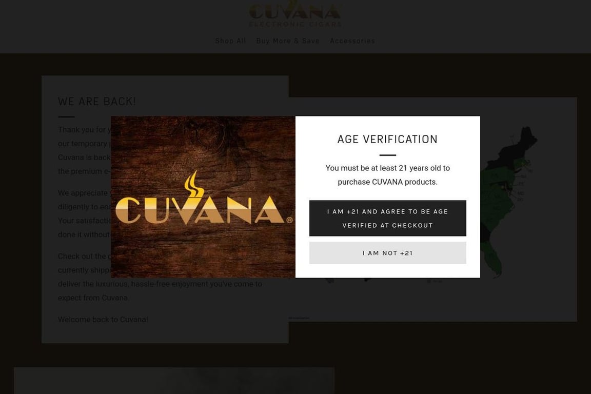 Cuvana Electronic Cigar homepage
