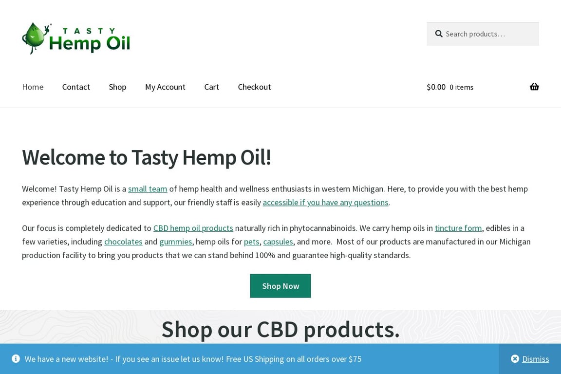 Tasty Hemp Oil homepage