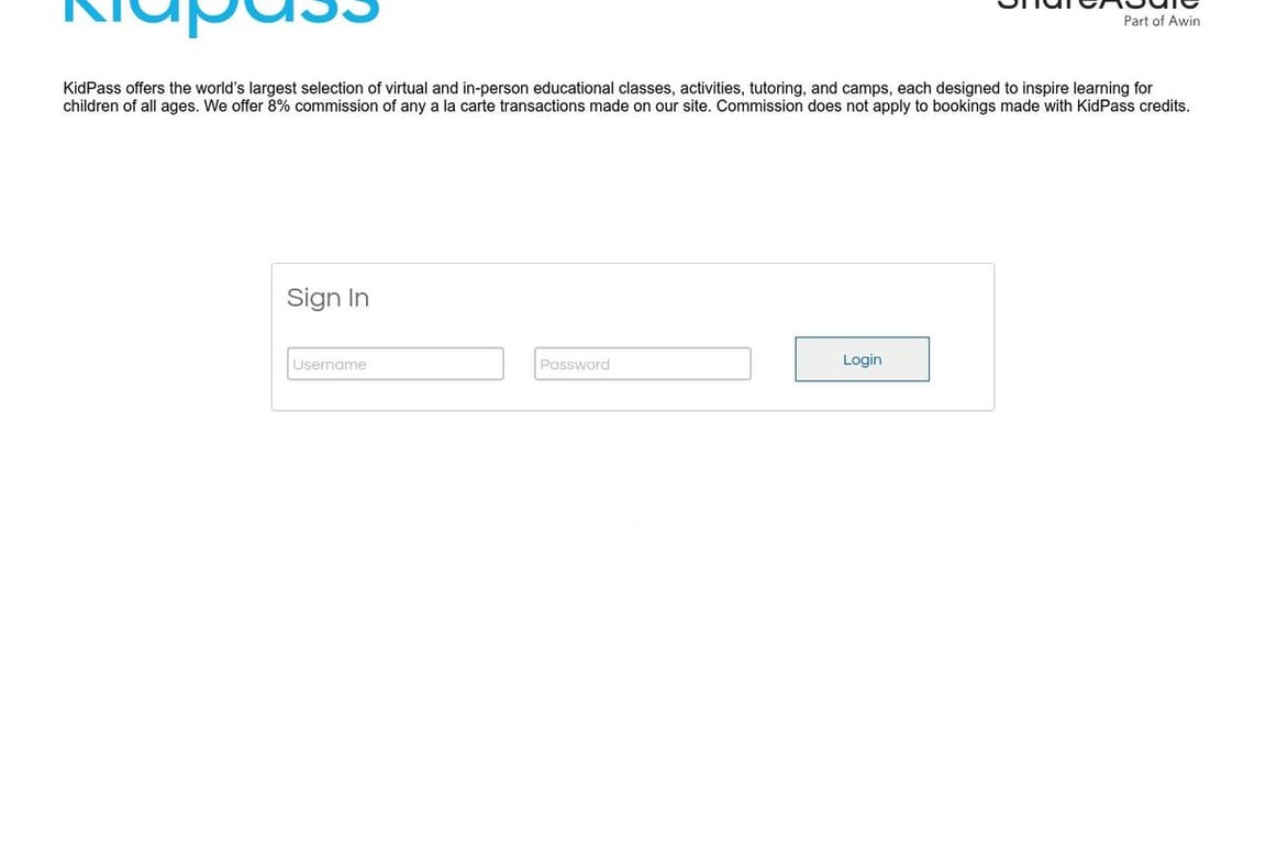 KidPass affiliate program signup page