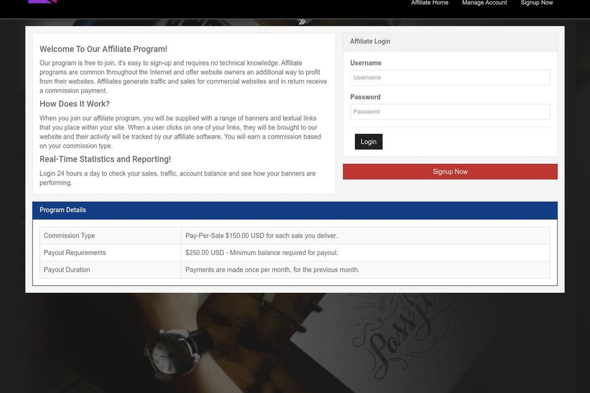 Nestify affiliate program signup page