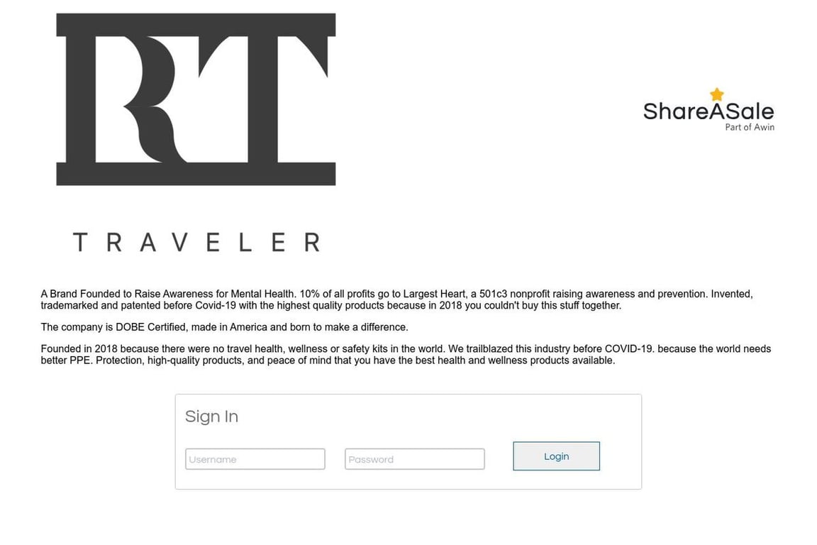 Refreshed Traveler affiliate program signup page