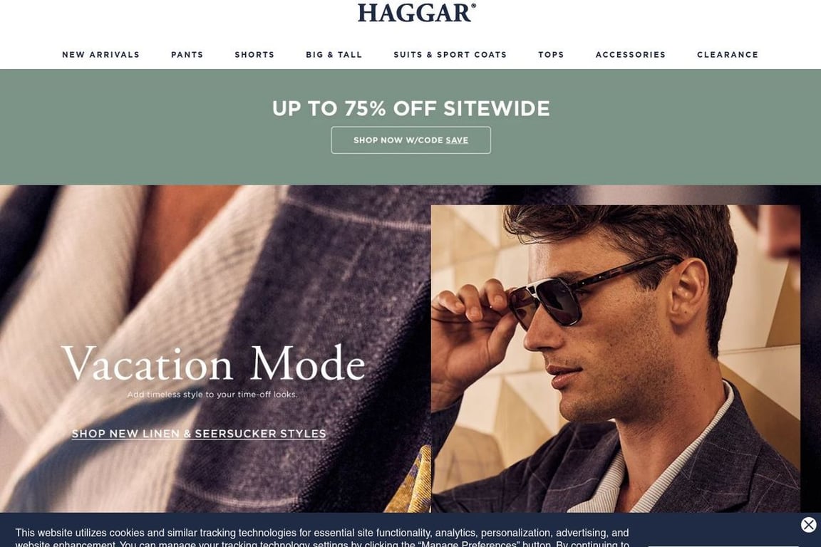 Haggar.com homepage