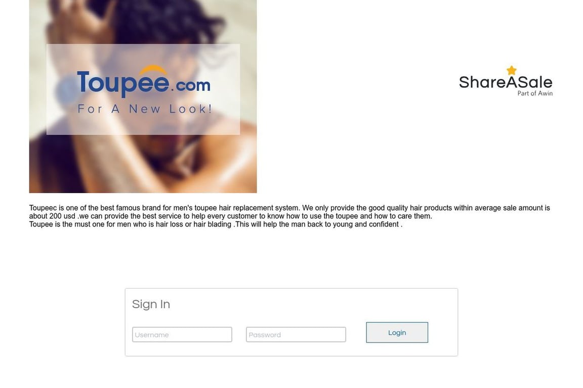 Toupee.com affiliate program signup page