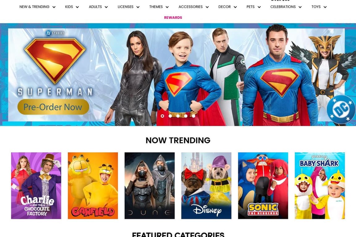 Costumes.com homepage