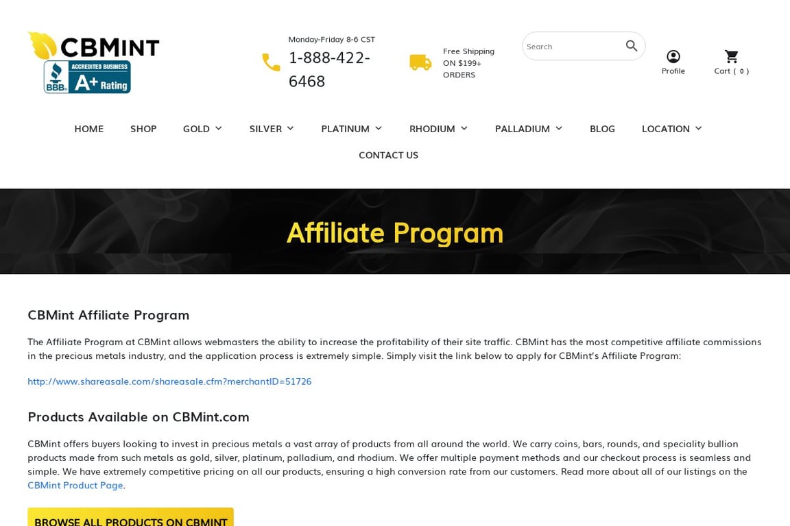 CBMint affiliate program signup page