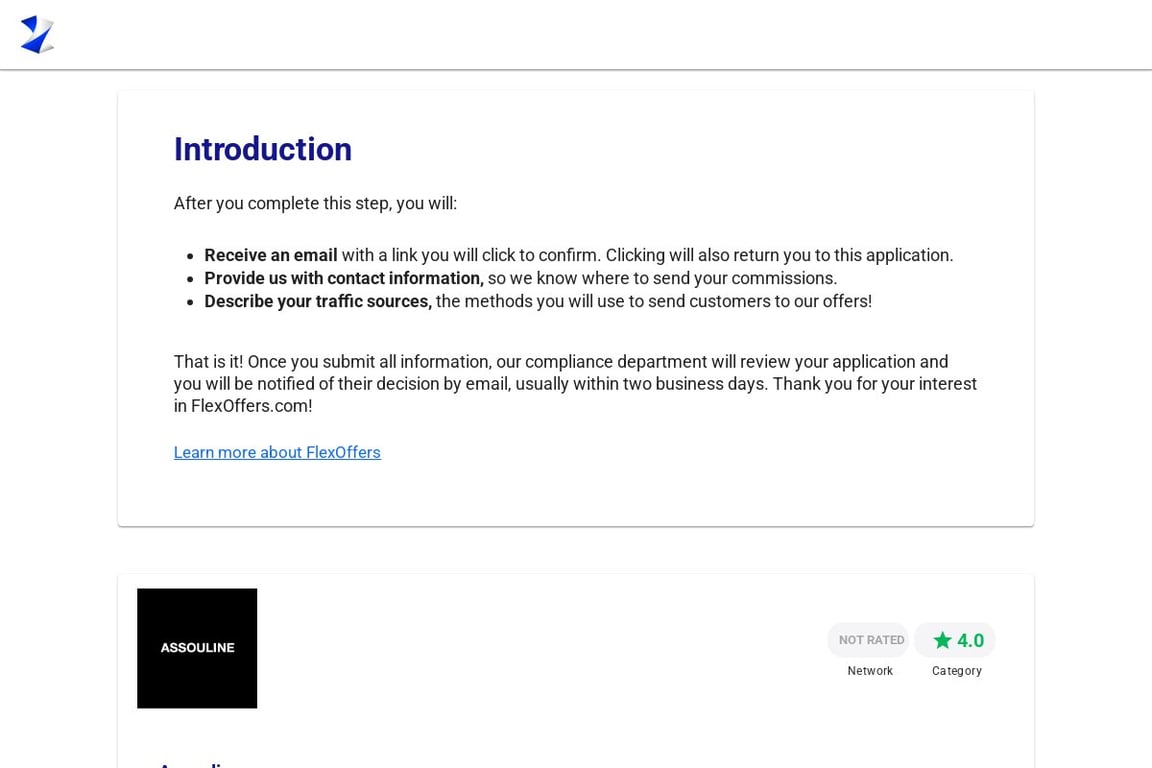 Assouline affiliate program signup page