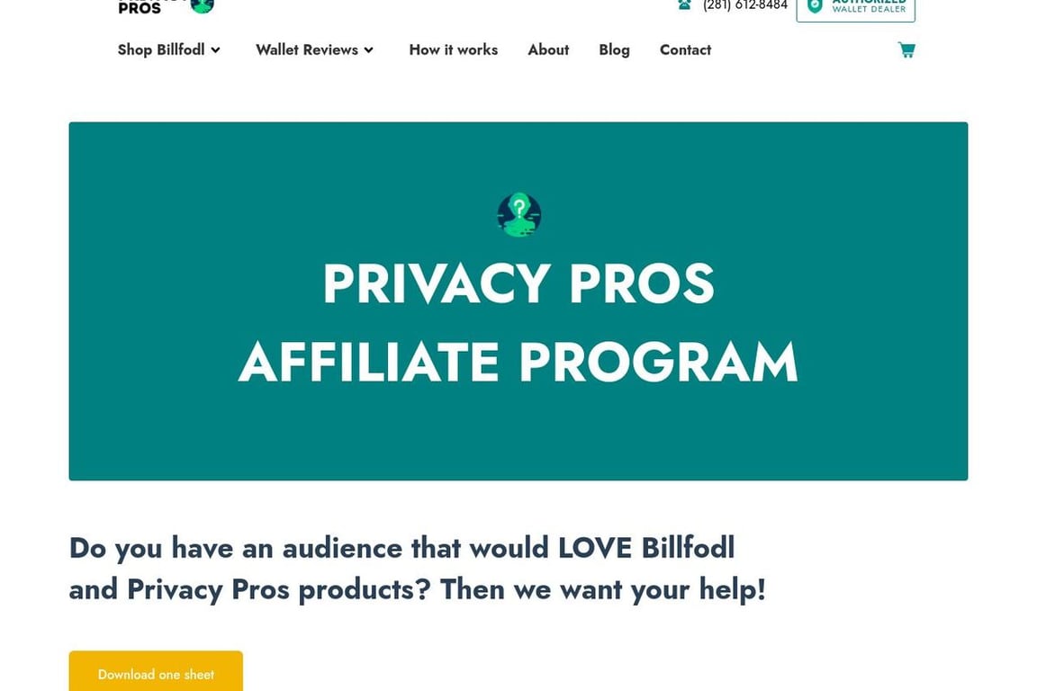 Privacy Pros affiliate program signup page