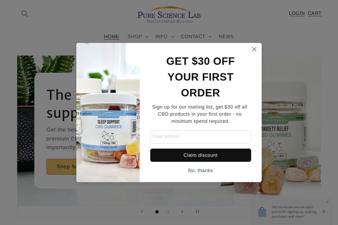 Pure Science Lab homepage