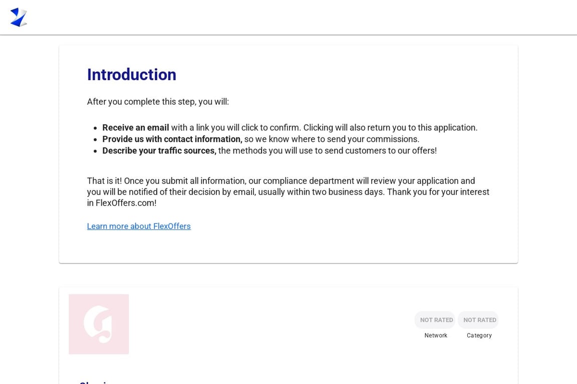 Glossier affiliate program signup page