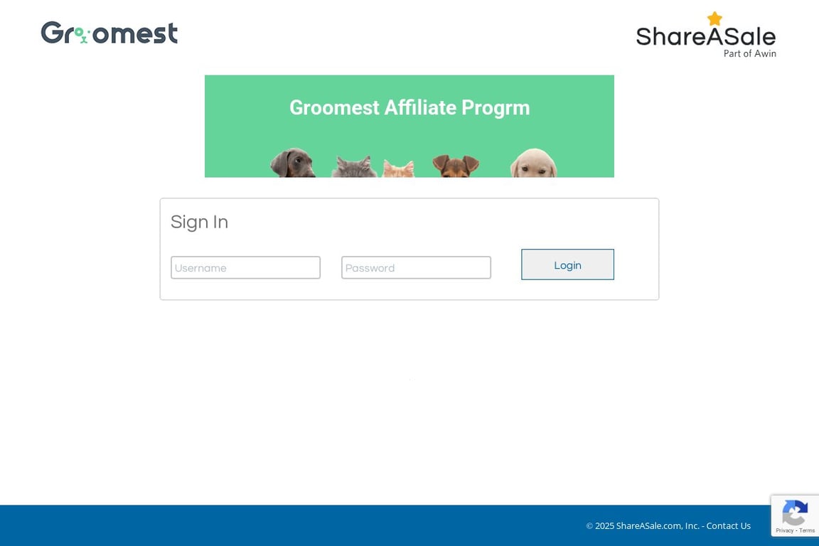 Groomest affiliate program signup page