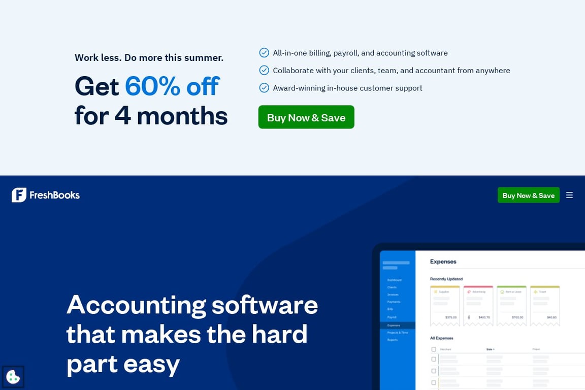 FreshBooks homepage
