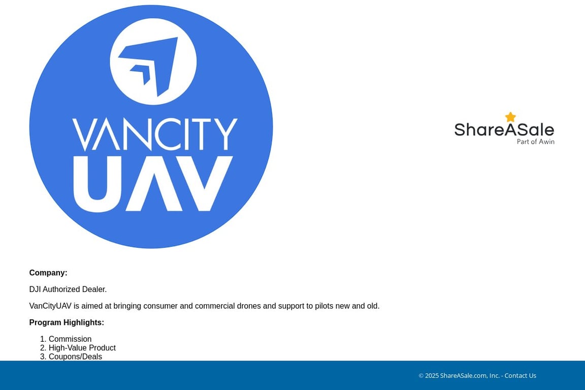 VanCityUAV affiliate program signup page