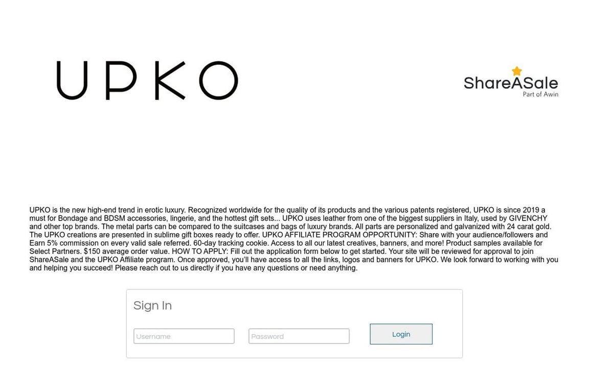 UPKOUSA affiliate program signup page