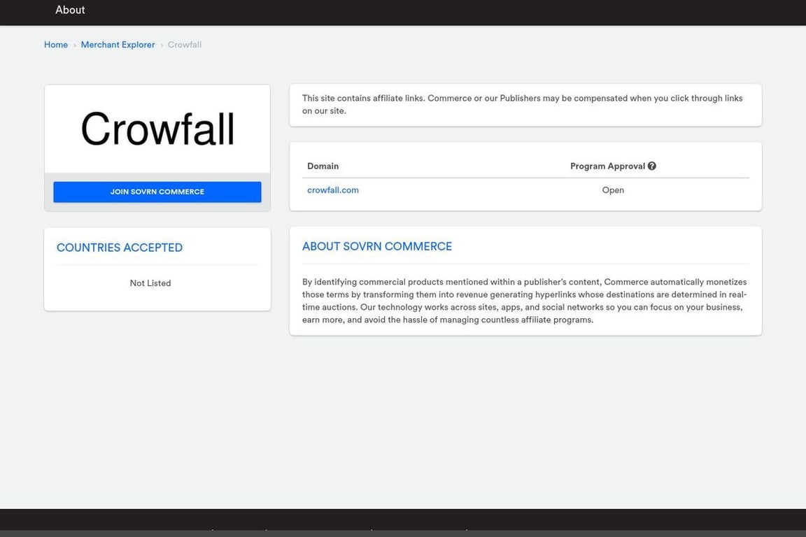Crowfall affiliate program signup page