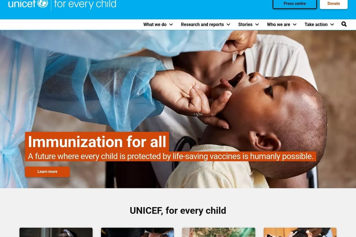 UNICEF homepage