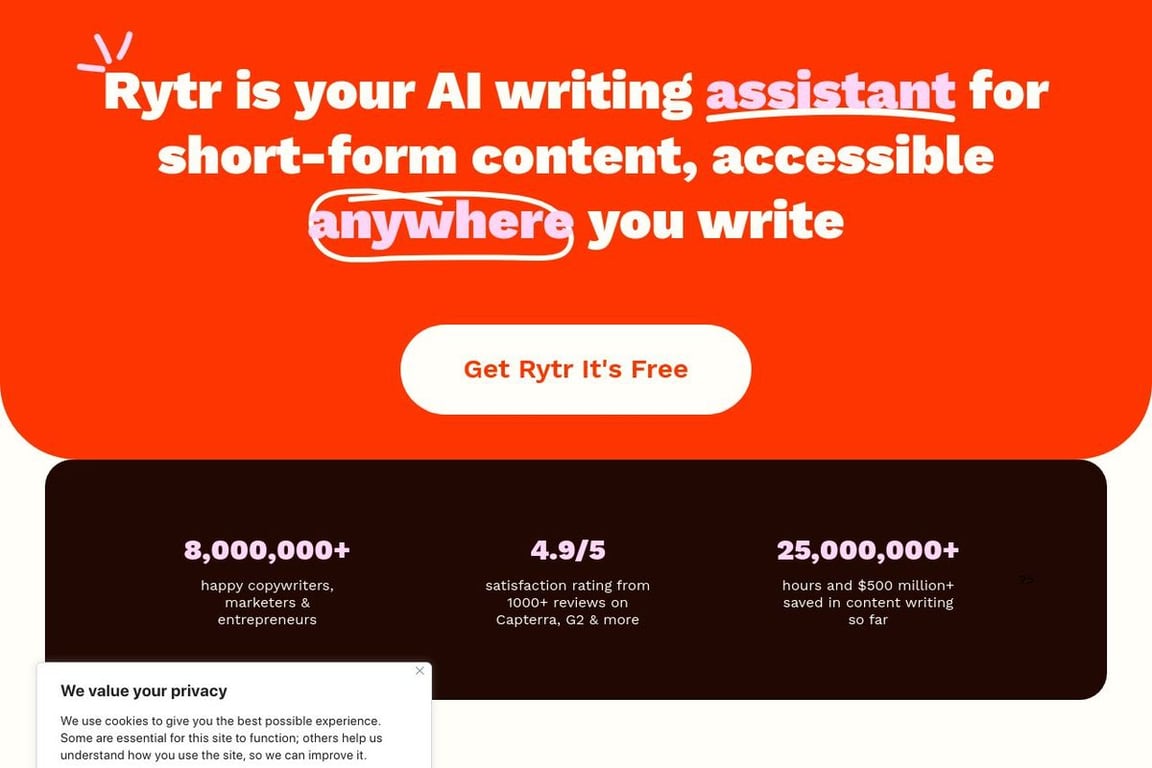 Rytr homepage