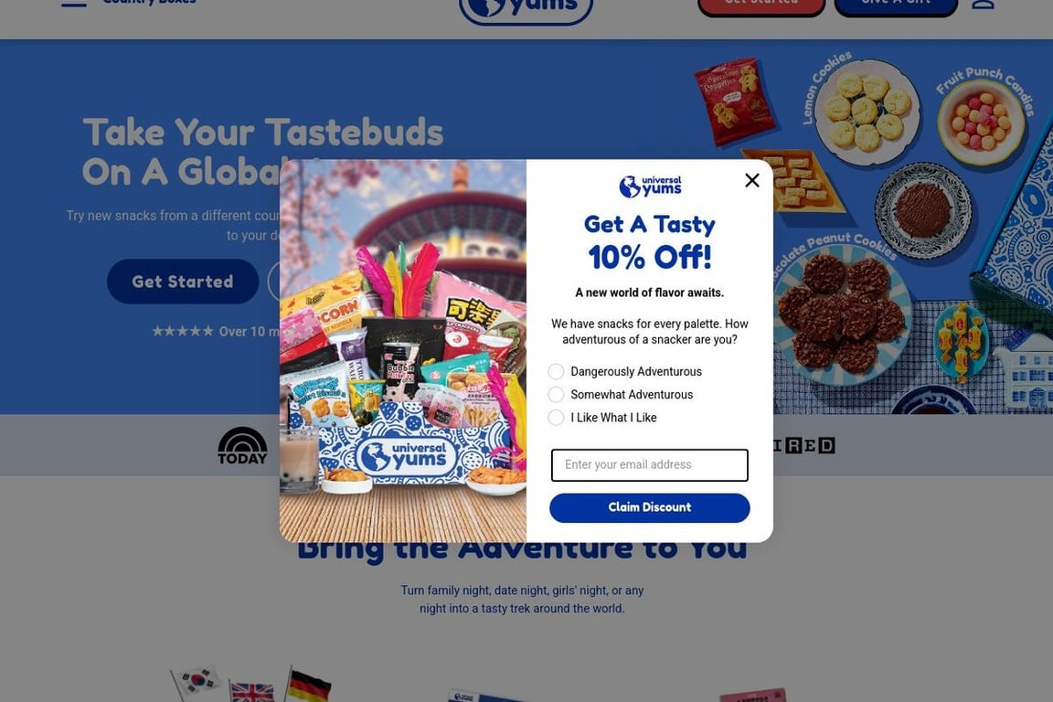Universal Yums homepage