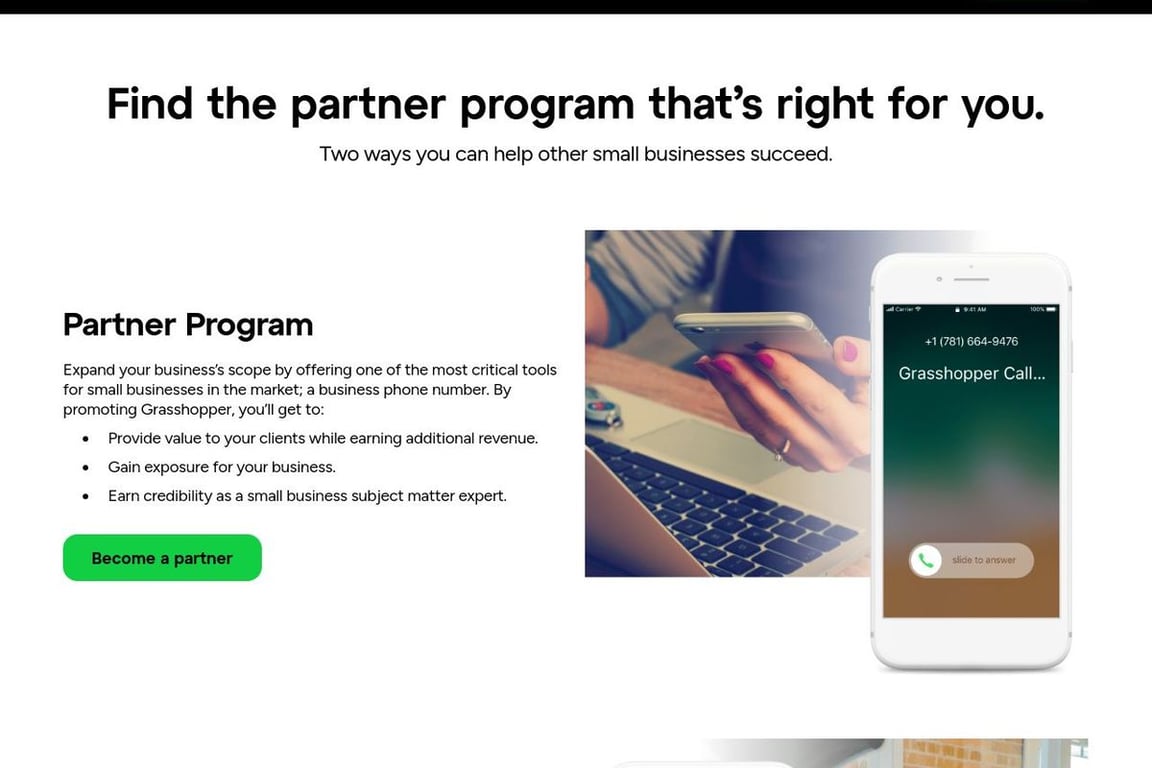 Grasshopper affiliate program signup page