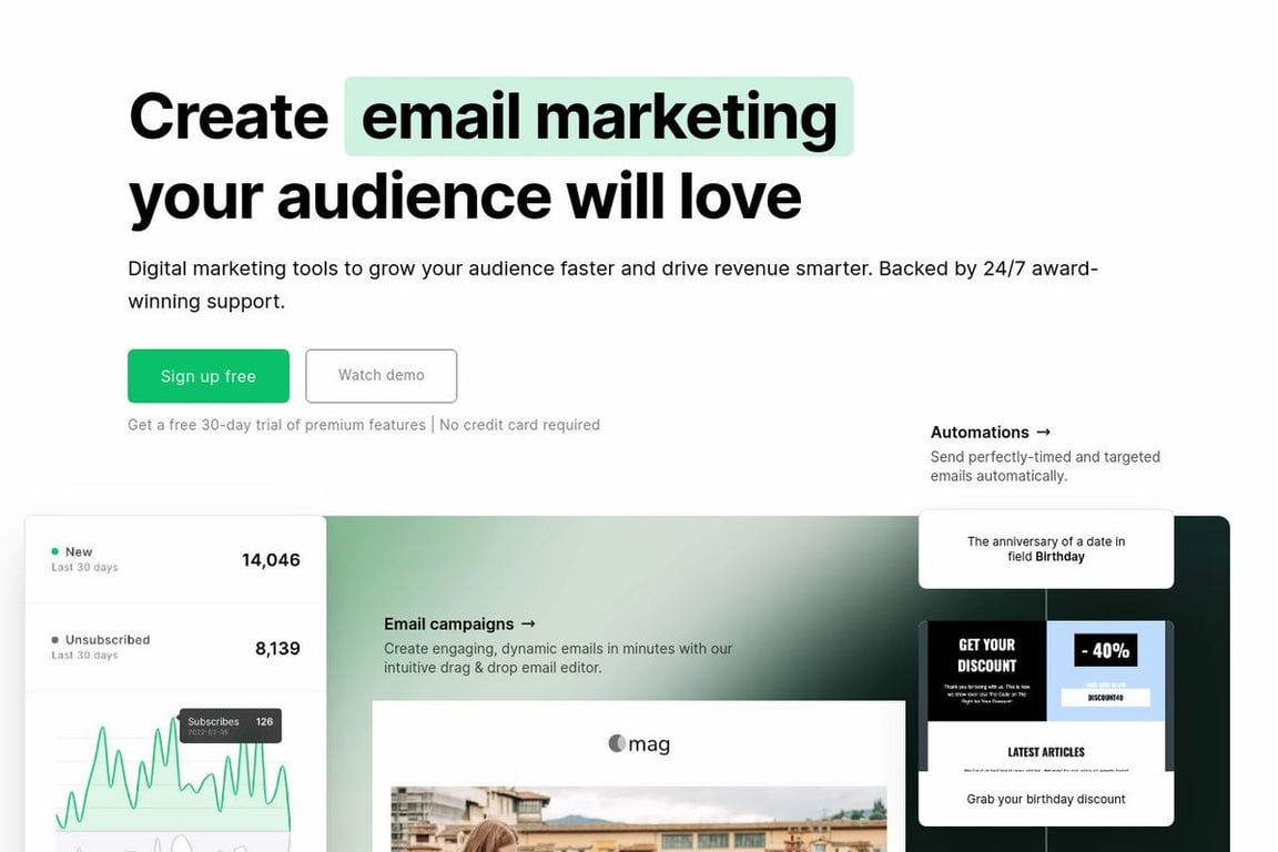MailerLite homepage