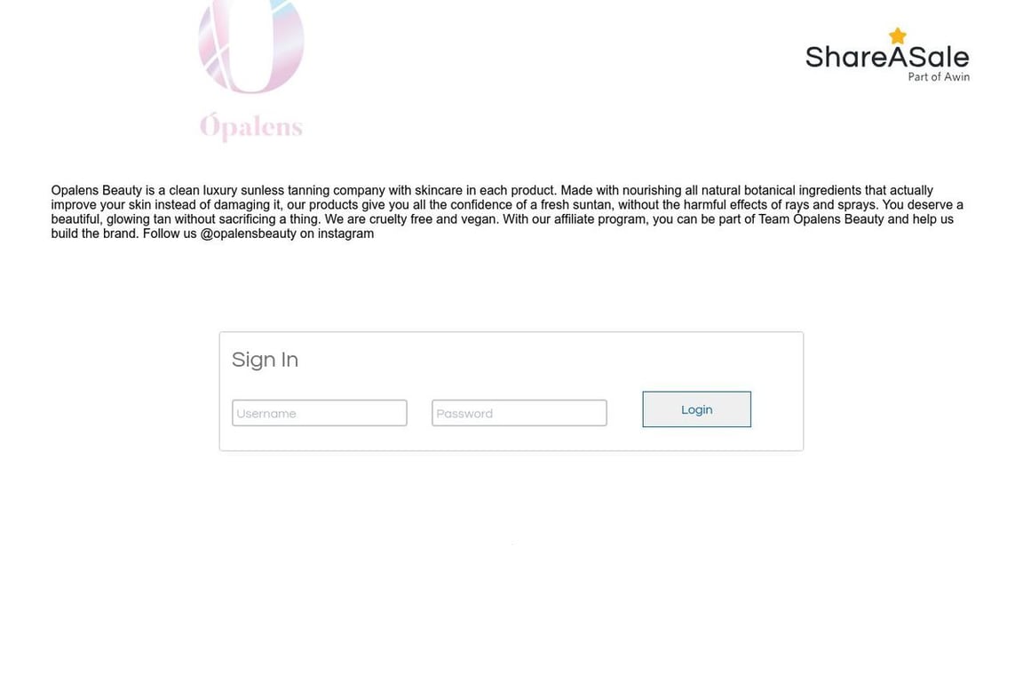 Opalens affiliate program signup page