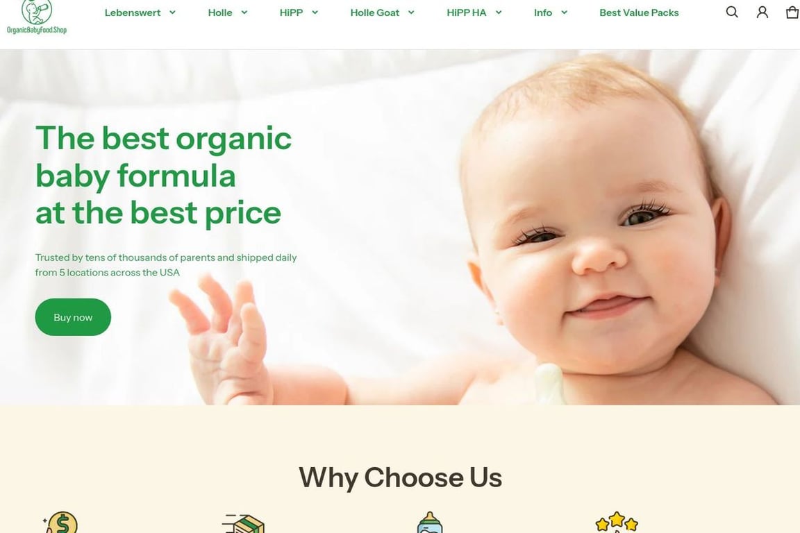 Organic Baby Food Shop affiliate program signup page