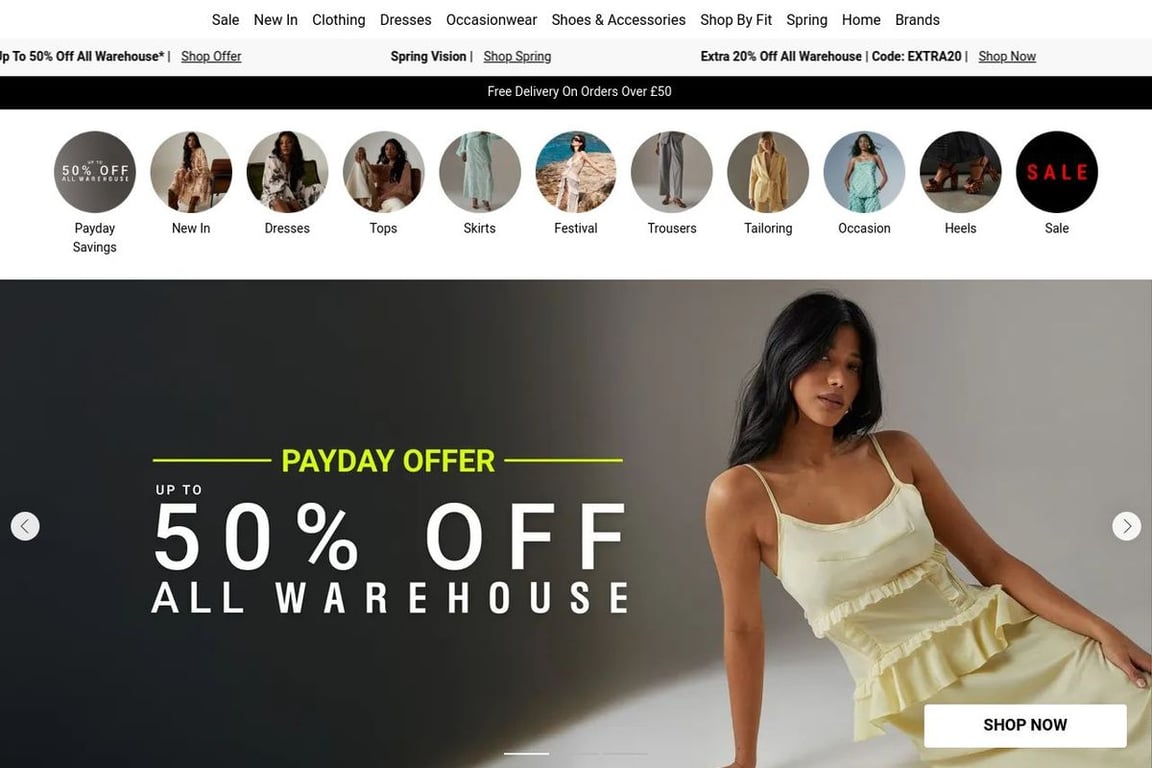 Warehouse UK homepage