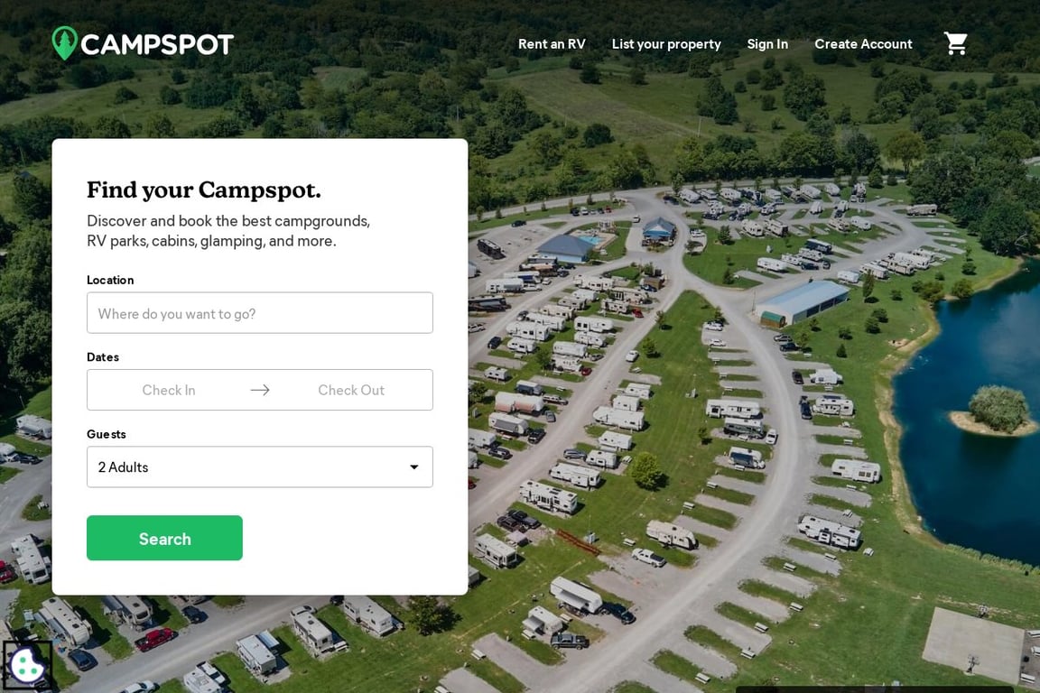 Campspot homepage